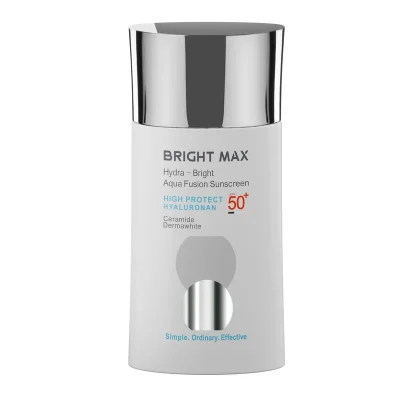 کرم ضدآفتاب بدون رنگ برایت مکس SPF50 مدل آکوا فیوژن ‌مناسب انواع پوست، حجم 50 میلی‌لیتر